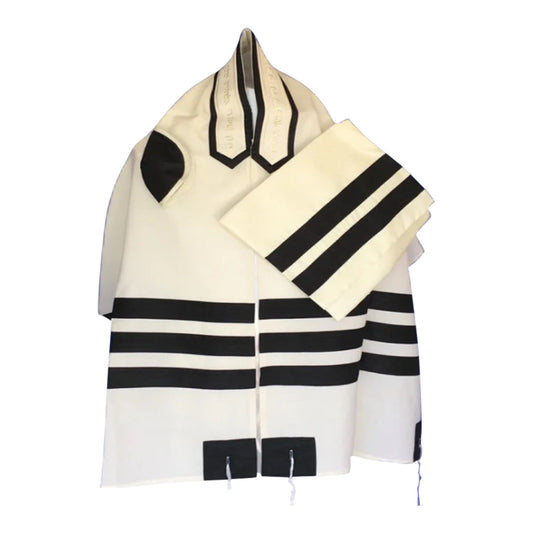 Men's Tallit: ADEB-503 Three Black Stripes