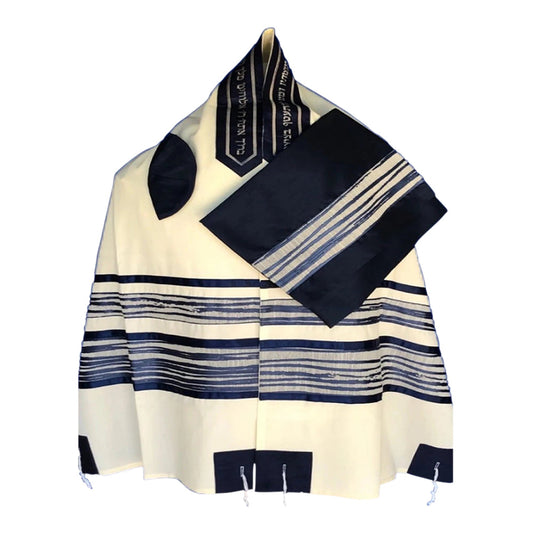 Men's Tallit: ADEB-515 Navy Blue Waves