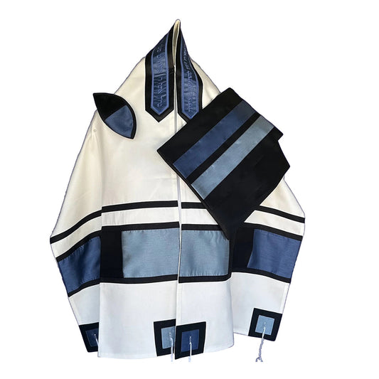 Men's Tallit: ADEB-542 Blues Squares