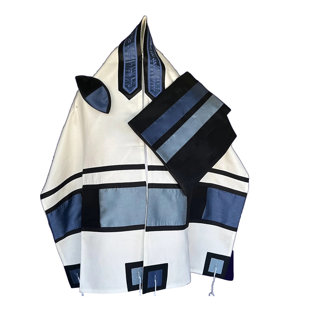 Men's Tallit: ADEB-542 Blues Squares