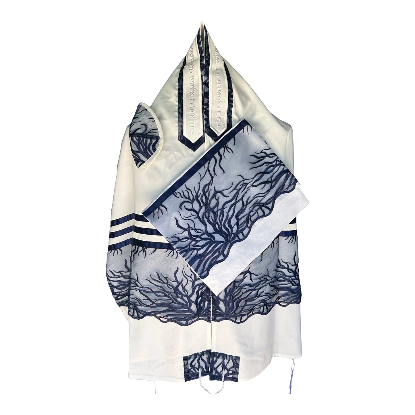 Women's Tallit: Ade-122 Navy Blue Tree of Life Tallit