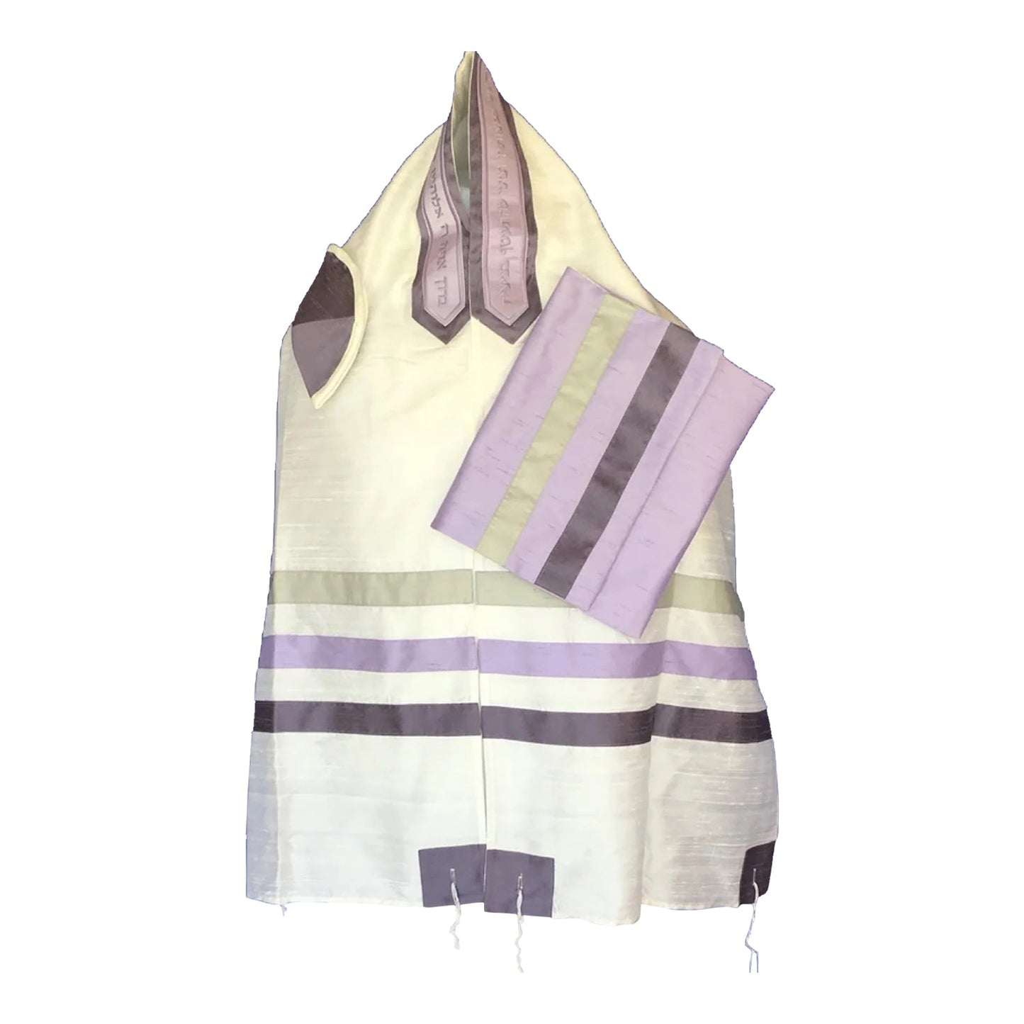 Women's Tallit: Ade-725 Raw Silk with lavender stripe Tallit