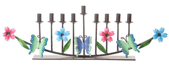 Menorah - Butterflies and Flowers