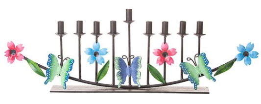 Menorah - Butterflies and Flowers