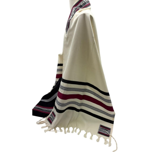 Musical Notes Tallit: Burgundy & Silver