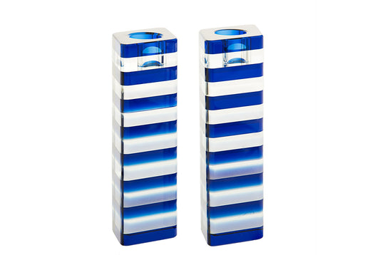 BLUE STRIPES CANDLE STICK
