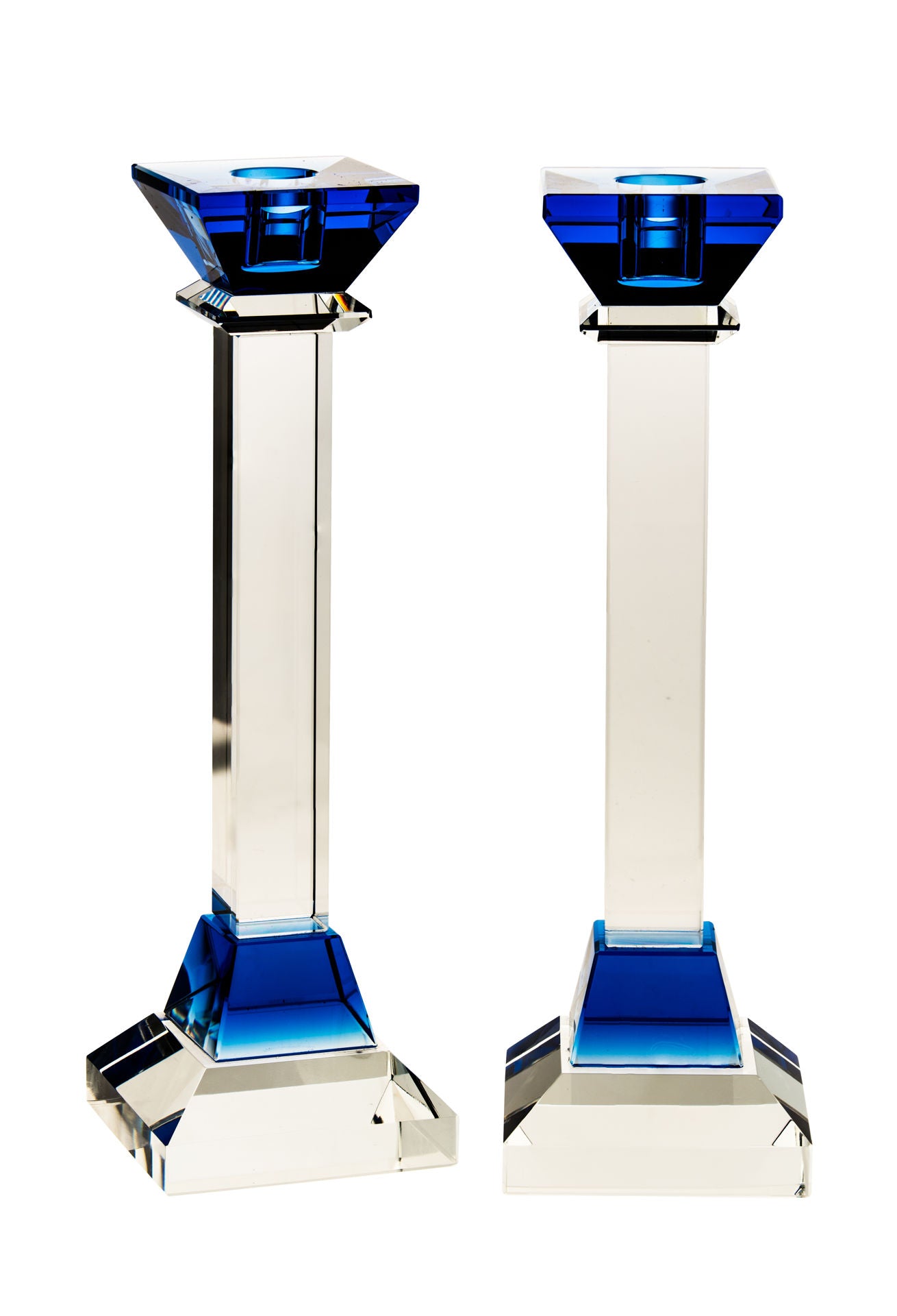 Blue Crystal Candle Sticks – Elegant Shabbat Candlesticks