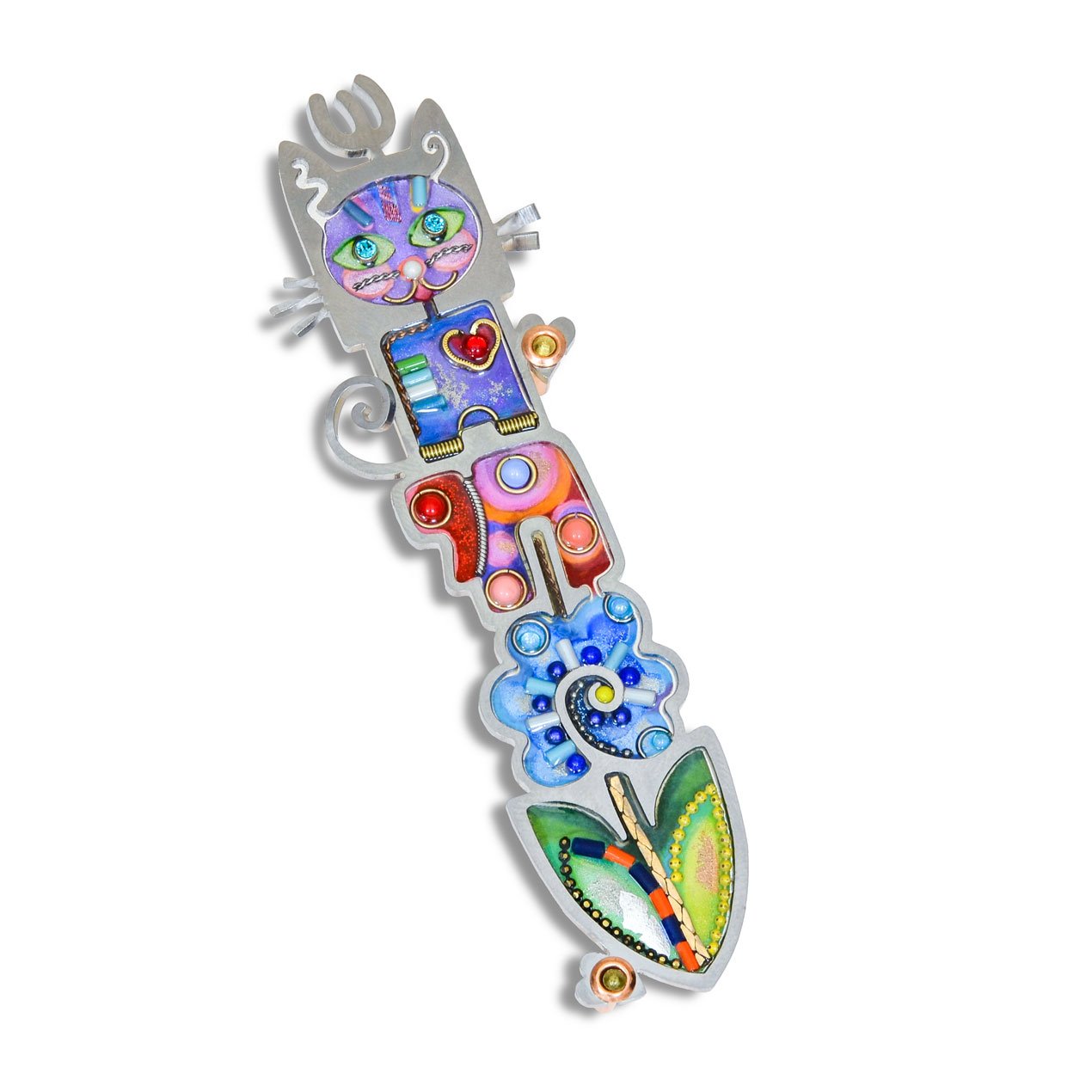 Cat and Chai Childrens Room Mezuzah by Seeka