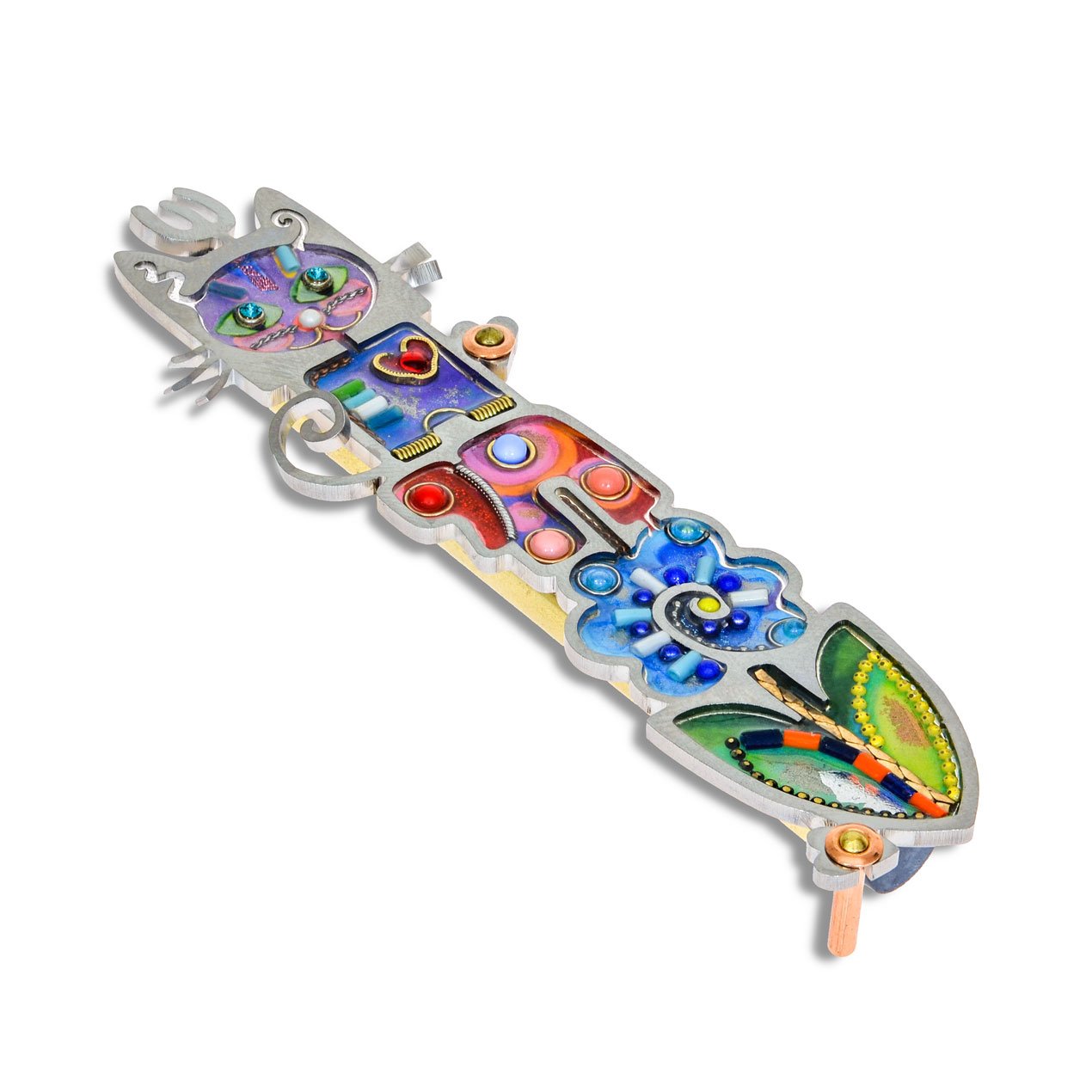 Cat and Chai Childrens Room Mezuzah by Seeka