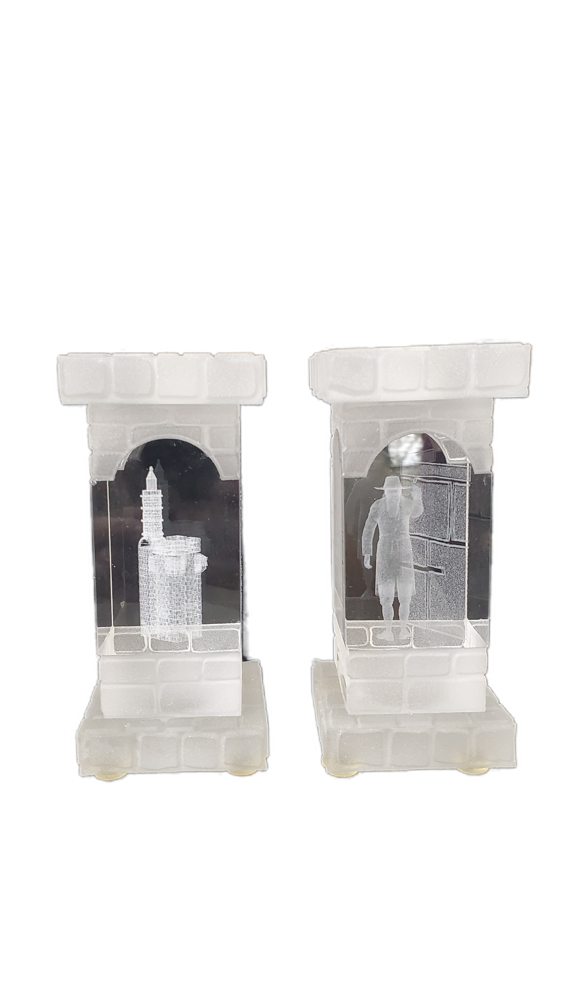 Candle Holder Laser-etched with Migdal Dovid and Kotel