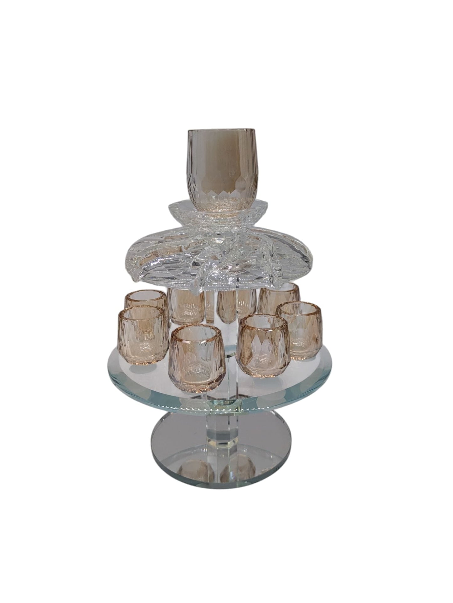 Crystal and Gold Kiddush Fountain - 8 Cups