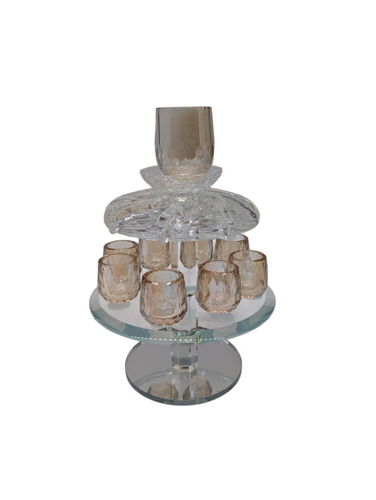Crystal and Gold Kiddush Fountain - 8 Cups