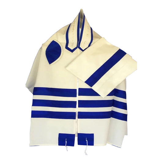 Men's Tallit: ADEB-500 Three Lines of Blue