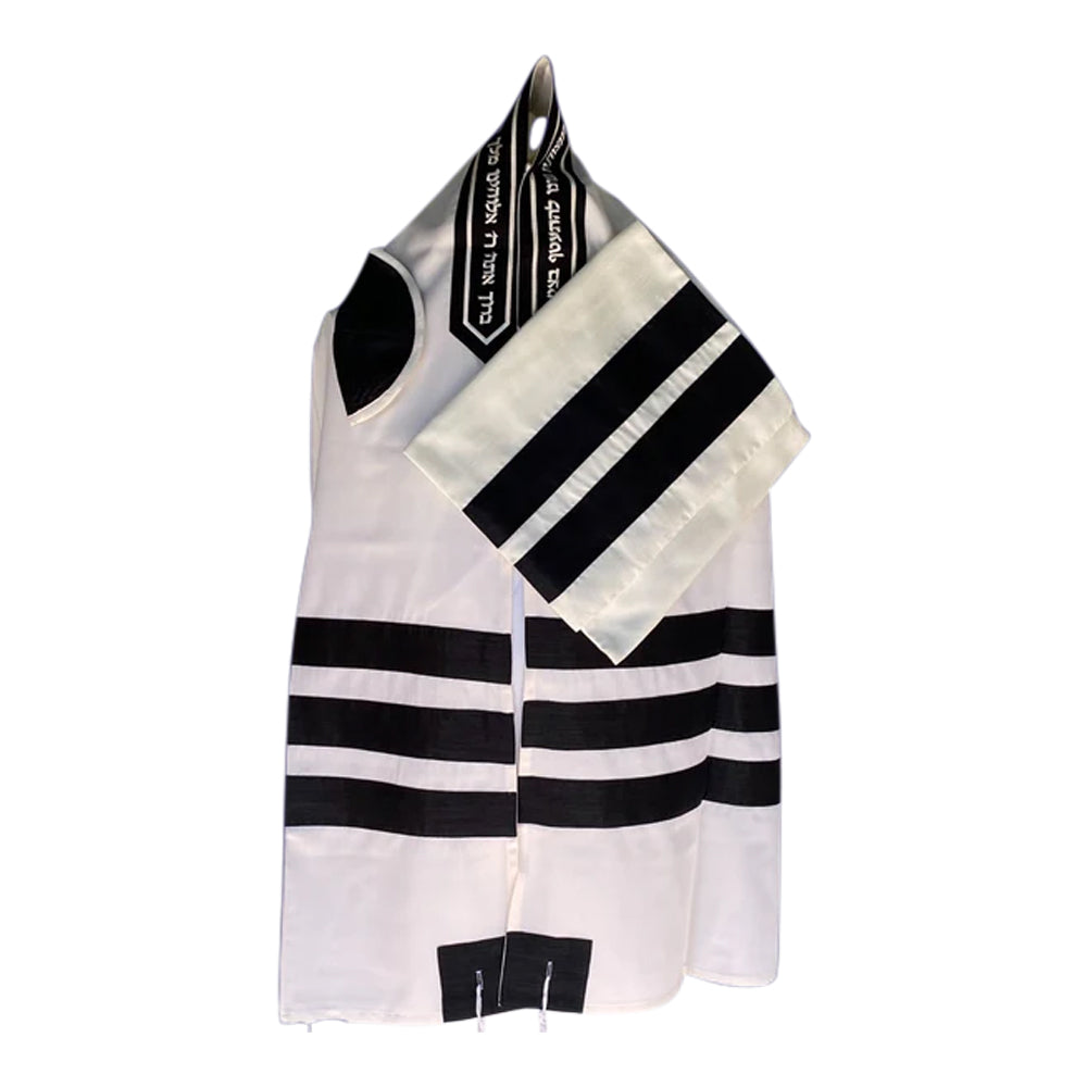 Men's Tallit: ADEB-503 Three Black Stripes