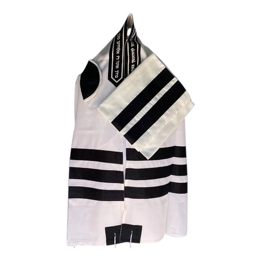 Men's Tallit: ADEB-503 Three Black Stripes