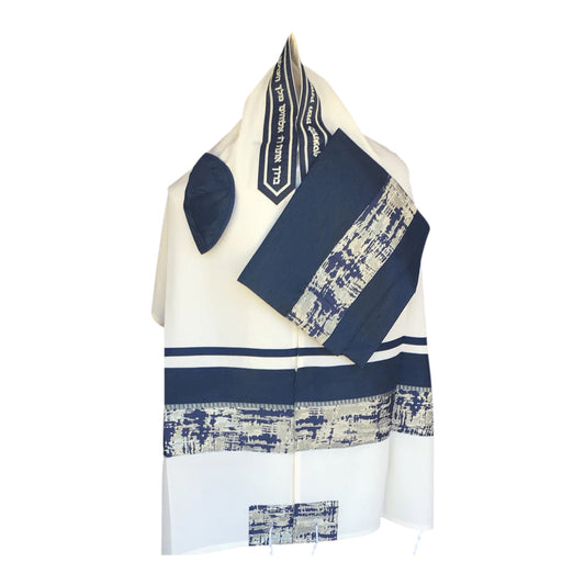 Men's Tallit: ADEB-507 Blue & Silver