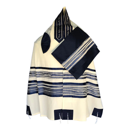 Men's Tallit: ADEB-515 Navy Blue Waves
