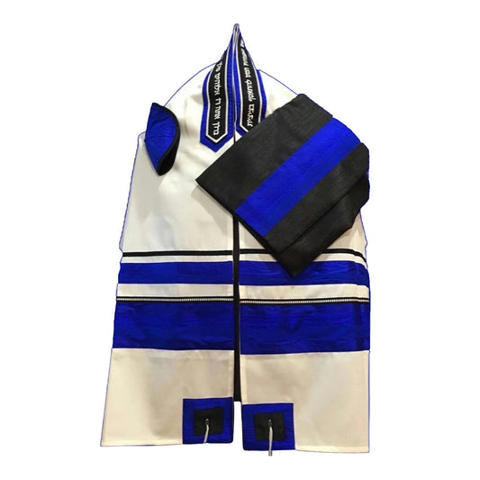 Men's Tallit: ADEB-805 Black & Elcktrical Blue