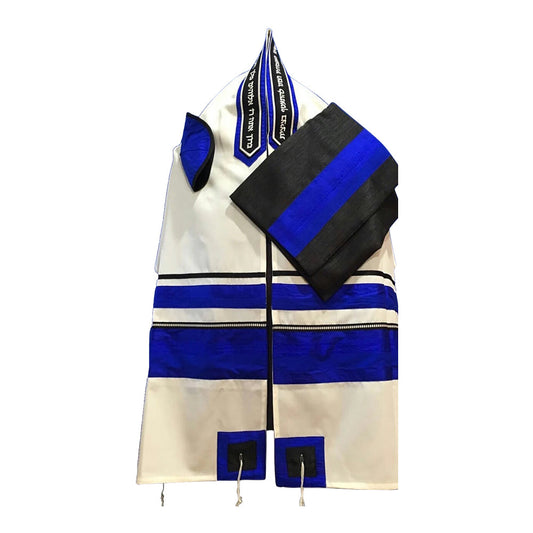 Men's Tallit: ADEB-805 Black & Elcktrical Blue