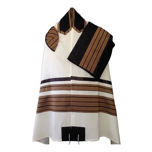 Men's Tallit: ADEB-919 Brwon & Black