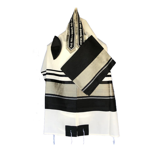 Men's Tallit: ADEB-990 Black & Silver