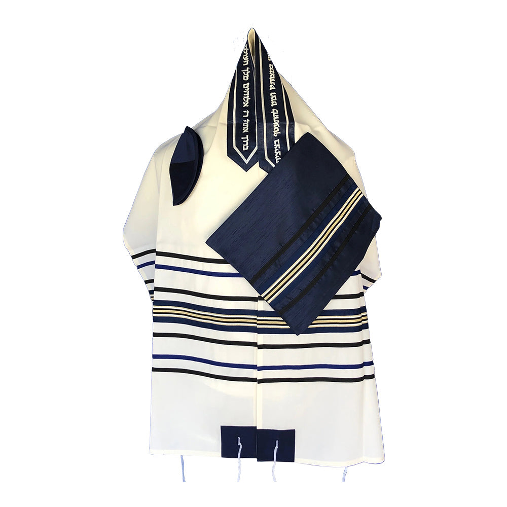 Men's Tallit: ADEB-992 Navy Blue & Gold