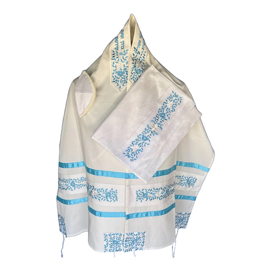 Women's Tallit: Ade-104 Light Blue Rose Tallit