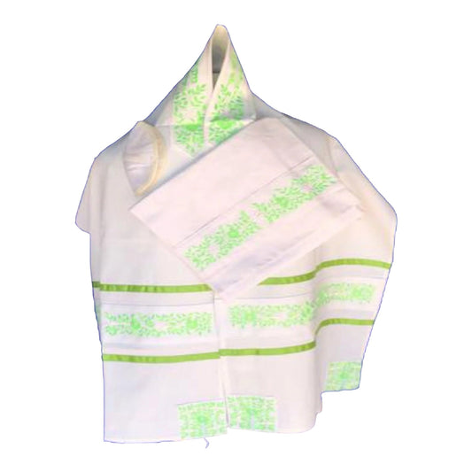 Women's Tallit: Ade-104 Lime Green Rose Tallit