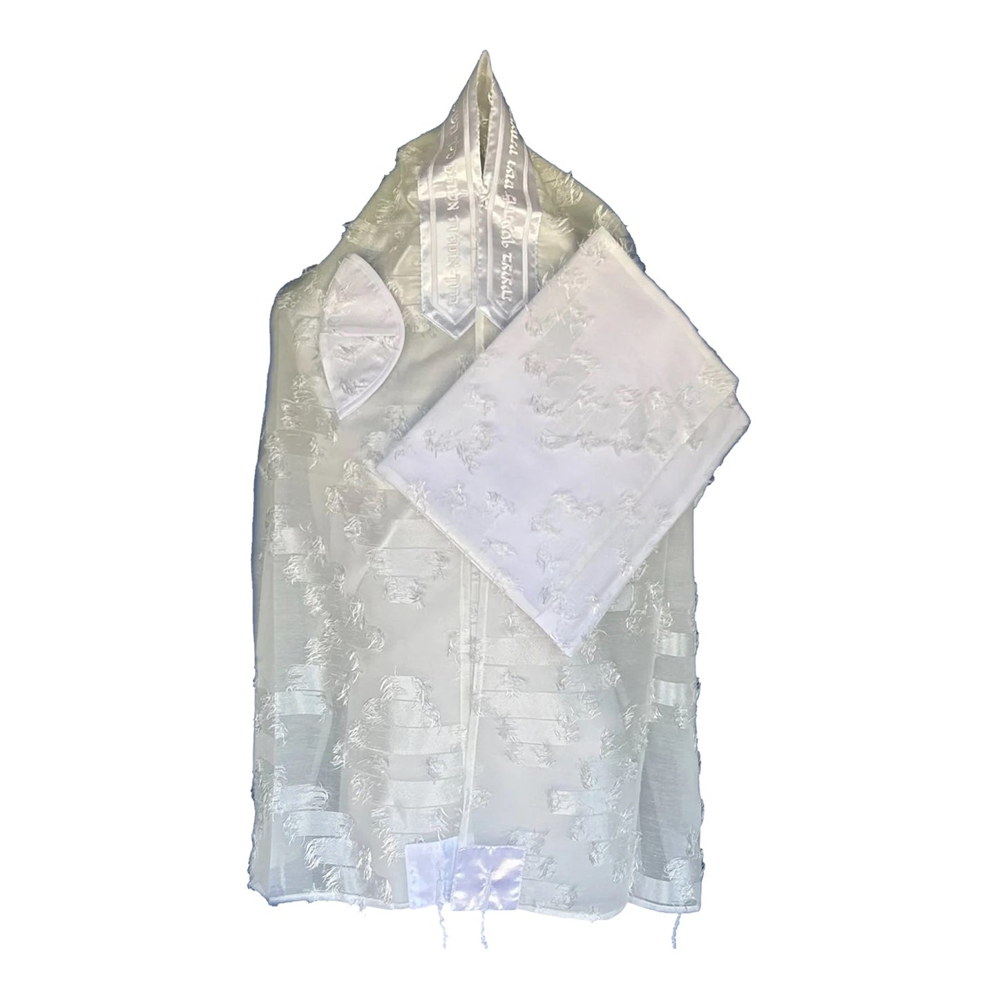 Women's Tallit: Ade-119 White Chiffon Tallit