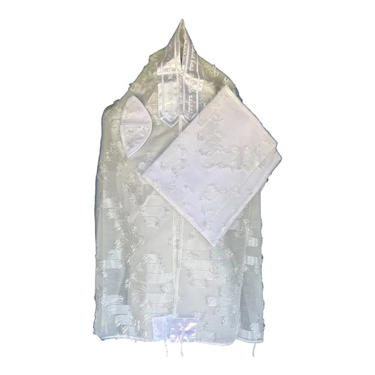 Women's Tallit: Ade-119 White Chiffon Tallit
