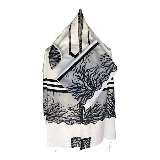 Women's Tallit: Ade-120 Black Tree of Life Tallit