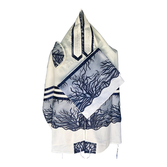 Women's Tallit: Ade-122 Navy Blue Tree of Life Tallit
