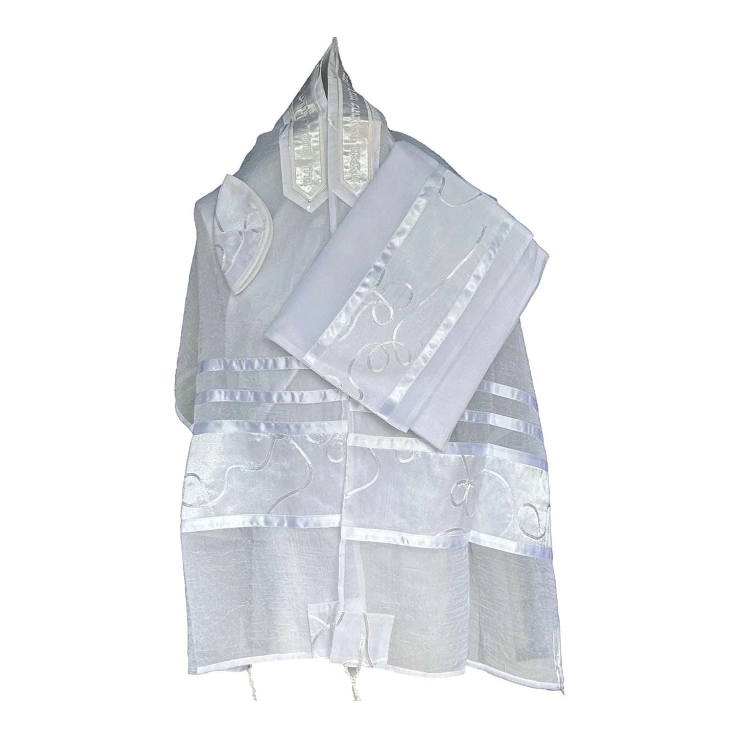Women's Tallit: Ade-699 White Spiral Tallit
