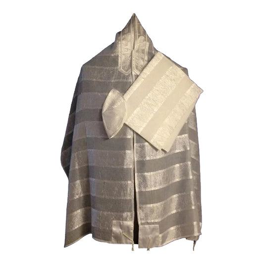 Women's Tallit: Ade-702 Ivory Stripe Chiffon tallit