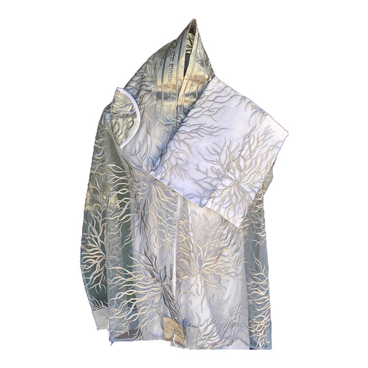 Women's Tallit: Ade-709 Silver Tree of Life Tallit