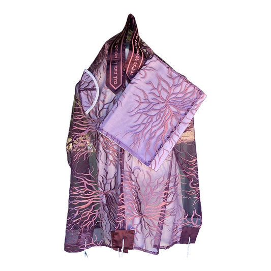 Women's Tallit: Ade-711 Purple lace Branches Tallit