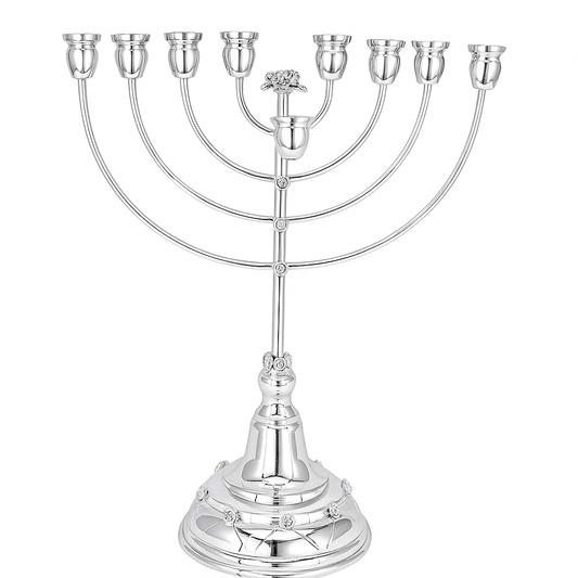 Classic Sterling Silver Menorah with Round Base