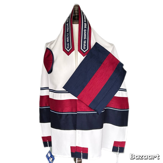 Men's Tallit: ADEB-548 Red & Navy