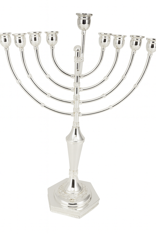 Sterling Silver Classic Menorah  Hexagon bottom base