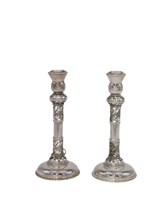 Elegant Filigree: Sterling Silver Candlestick