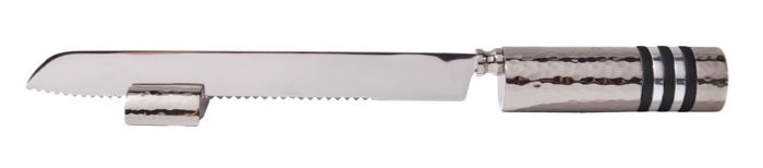 Challah Knife - Rings - Black rings on silver metal