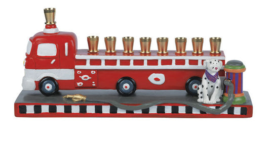 Durable Resin Fire Truck Menorah