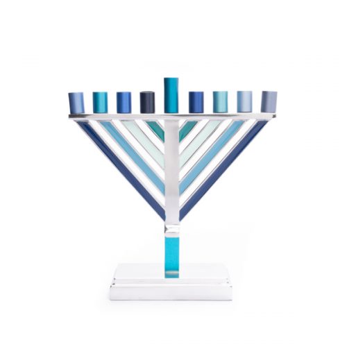Small Hanukkah Menorah - Chabad - Blue