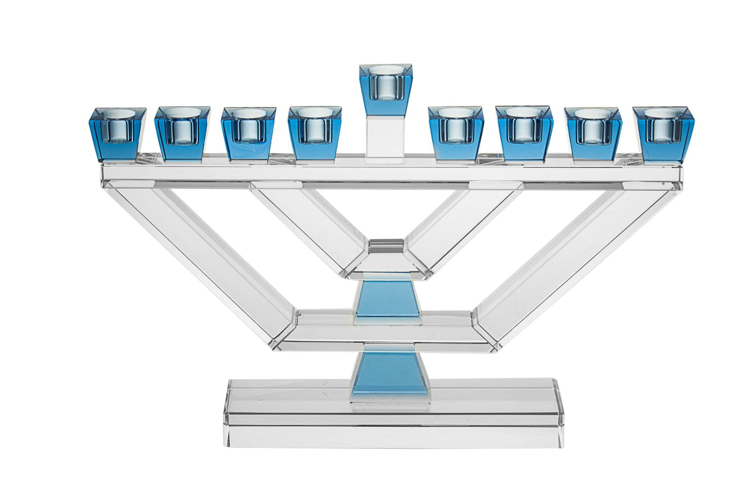 Crystal Menorah with Blue Accents Large