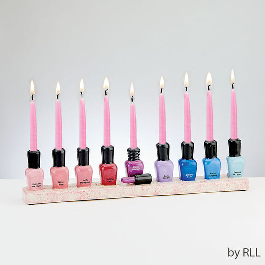 Hand-Painted Ceramic Nail Polish Menorah