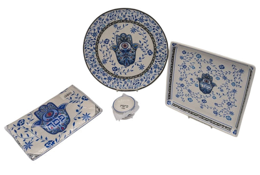 Blue Hamsa Seder Set