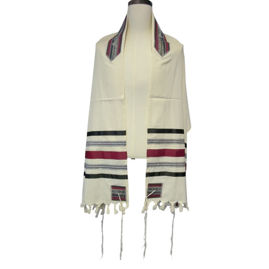 Musical Notes Tallit: Burgundy & Silver