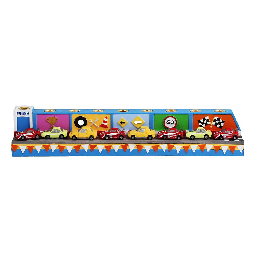 RACE CARS HANUKKAH MENORAH