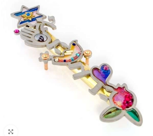 Seeka Ahava Mezuzah with Dove & Pomegranate