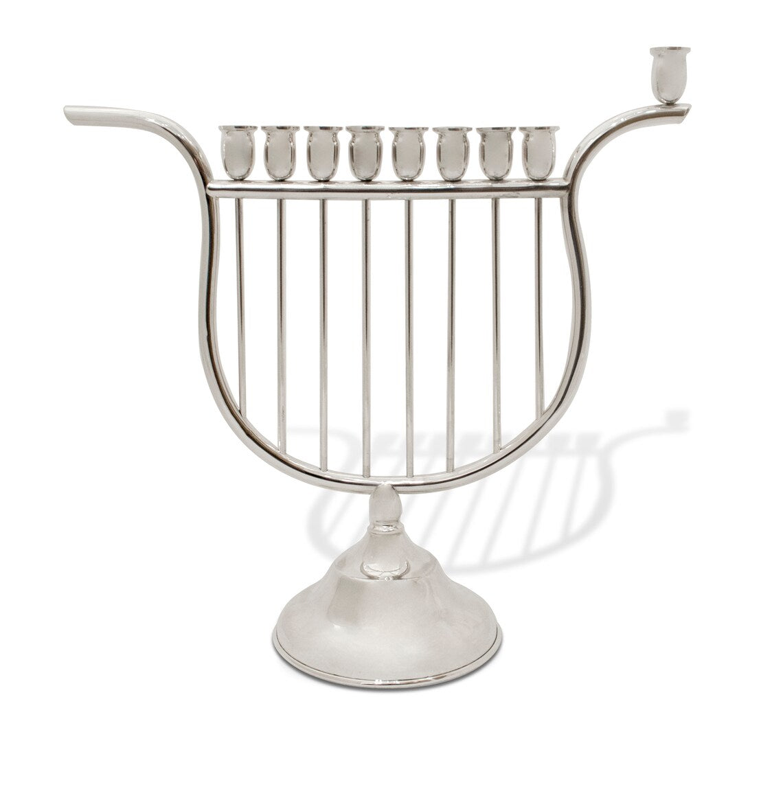 Sterling Silver Harp-Shaped  Menorah